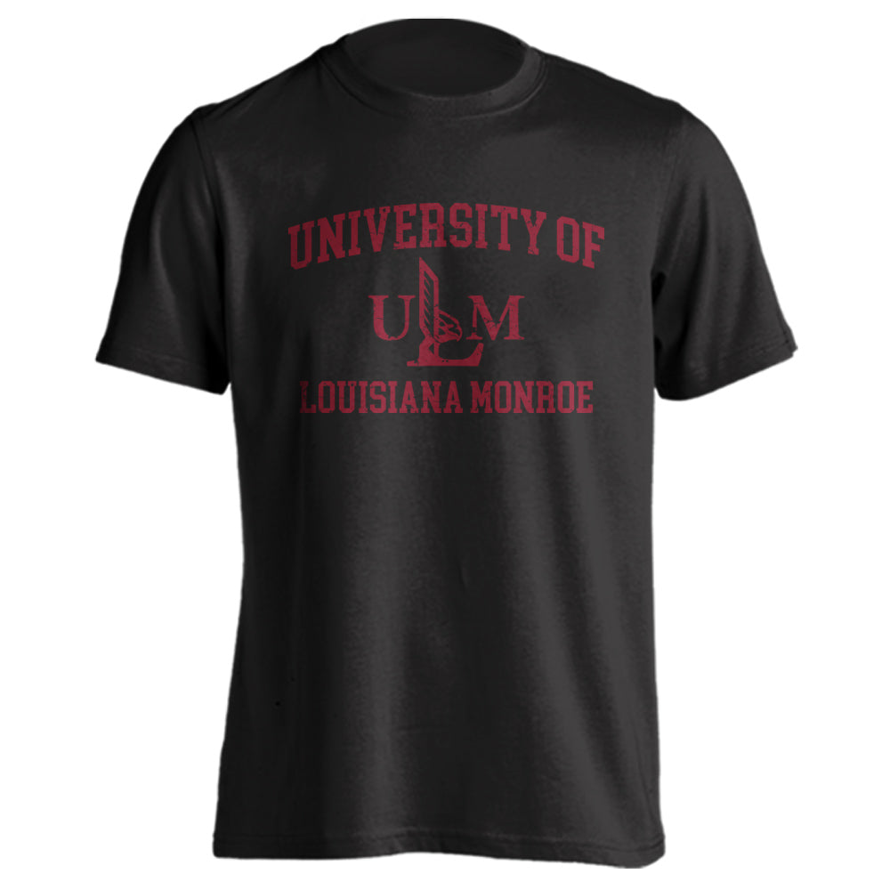 Louisiana Monroe Warhawks Retro Logo T-Shirt - Distressed Design, White, Medium - View #10