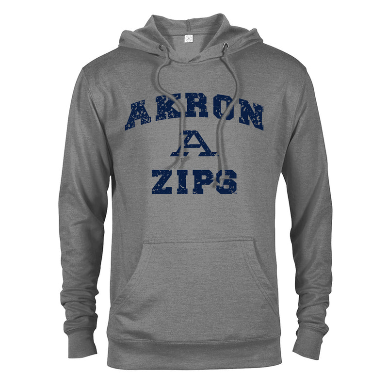 University of Akron Zips Distressed Retro Logo Akron Zips Hooded Sweatshirt
