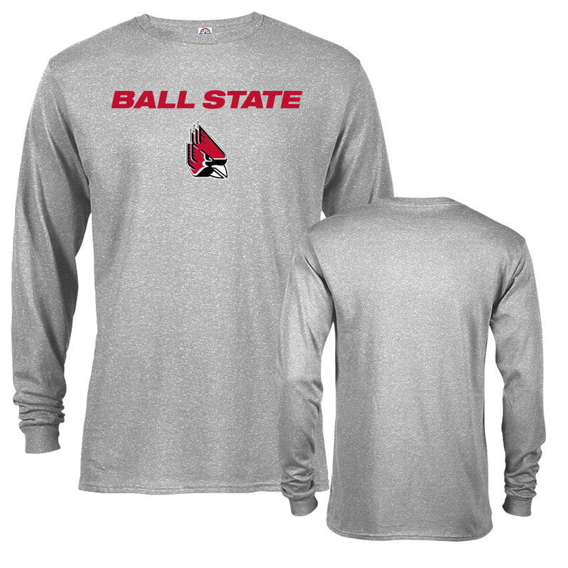 Ball State University Cardinals Arch Text with Mascot Long Sleeve T-Shirt