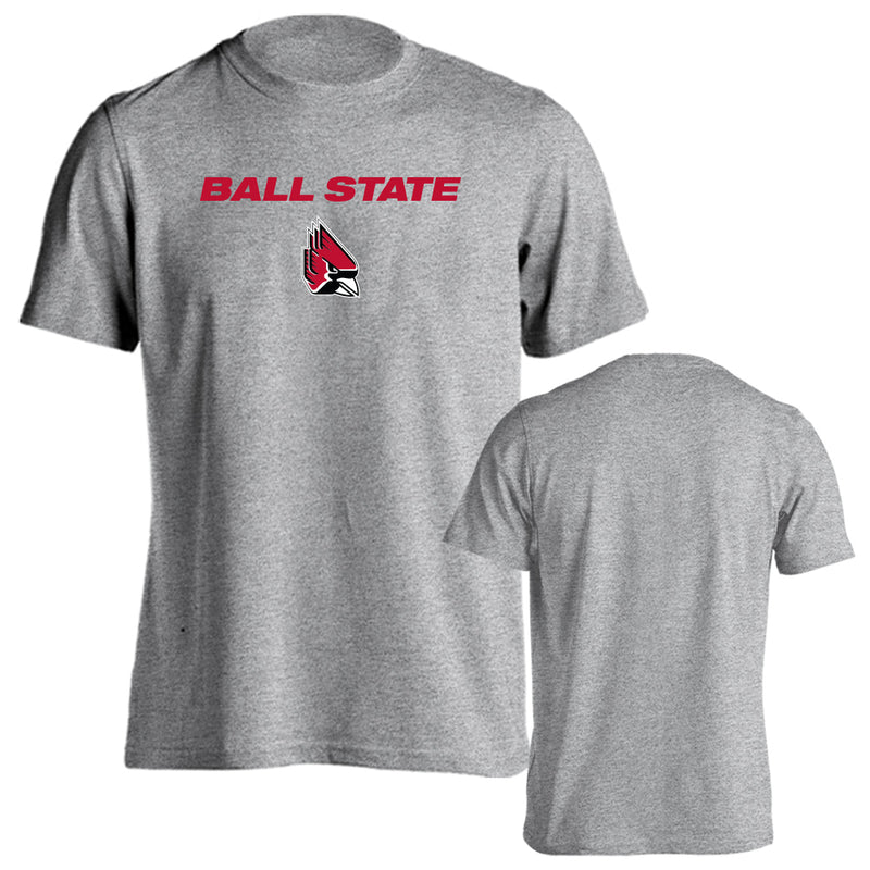 Ball State University Cardinals Arch Text with Mascot Short Sleeve T-Shirt