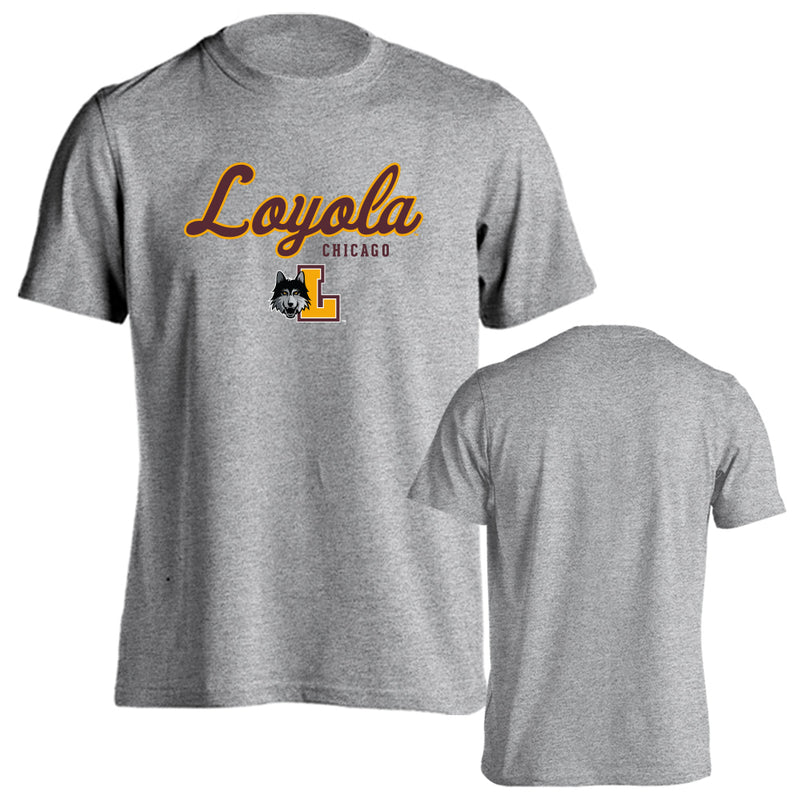 Loyola Chicago Ramblers Loyola University School Name and Logo Short Sleeve T-Shirt