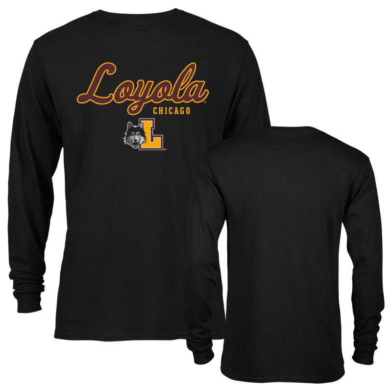 Loyola Chicago Ramblers Loyola University School Name and Logo Long Sleeve T-Shirt