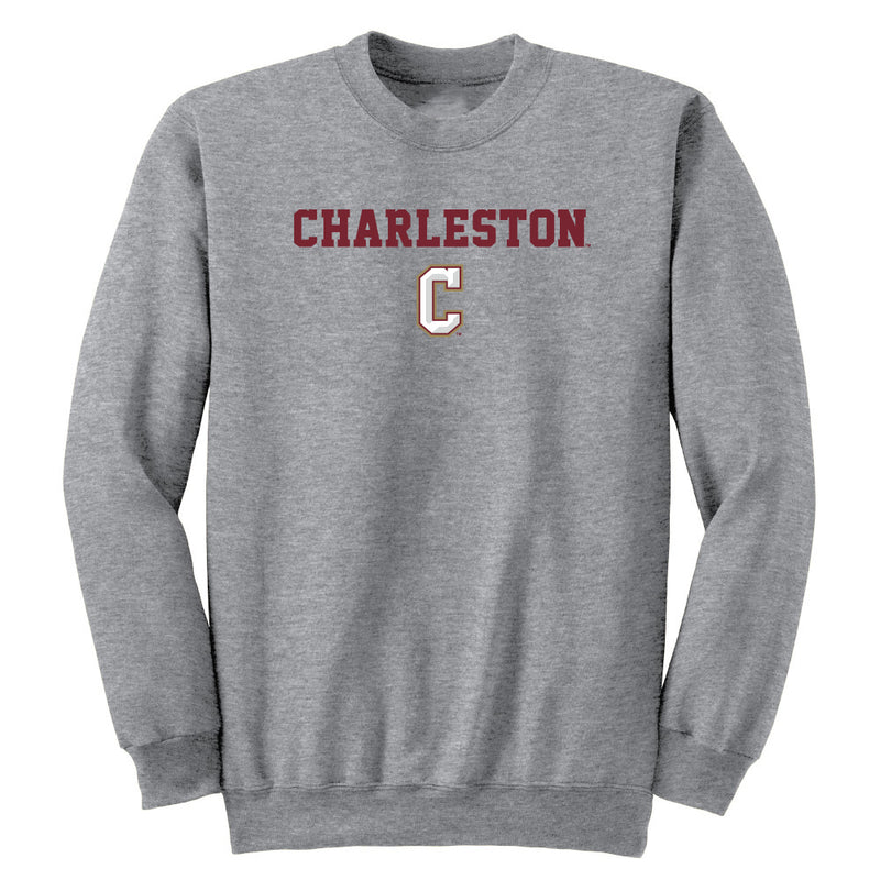 College of Charleston Cougars Adult Crewneck Pullover Sweatshirt Classic School Name and Logo