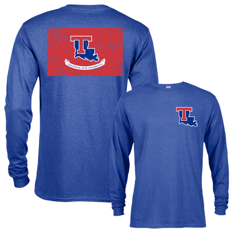 Louisiana Tech University Bulldogs School Flag Logo Long Sleeve T-Shirt
