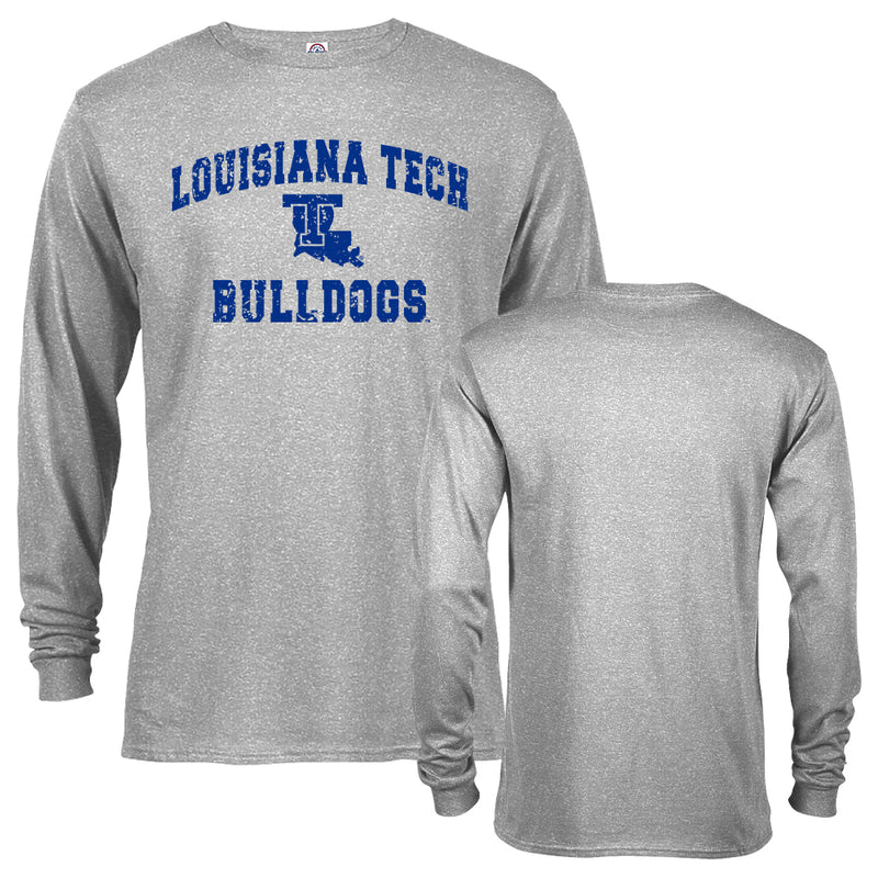 Louisiana Tech University Bulldogs Distressed Retro Logo Long Sleeve T-Shirt