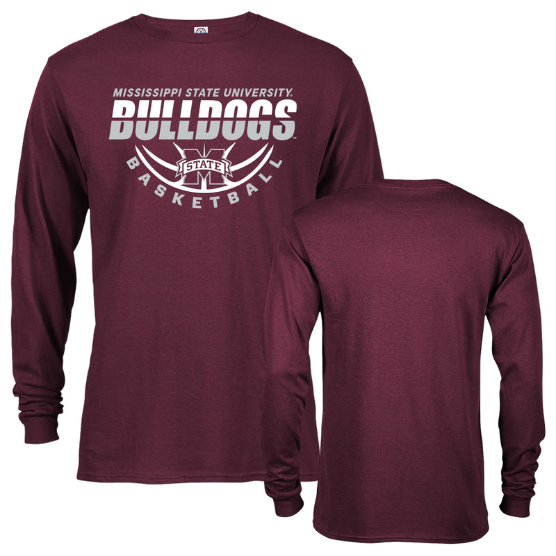 Mississippi State University Bulldogs Miss St Basketball Logo Long Sleeve Tee