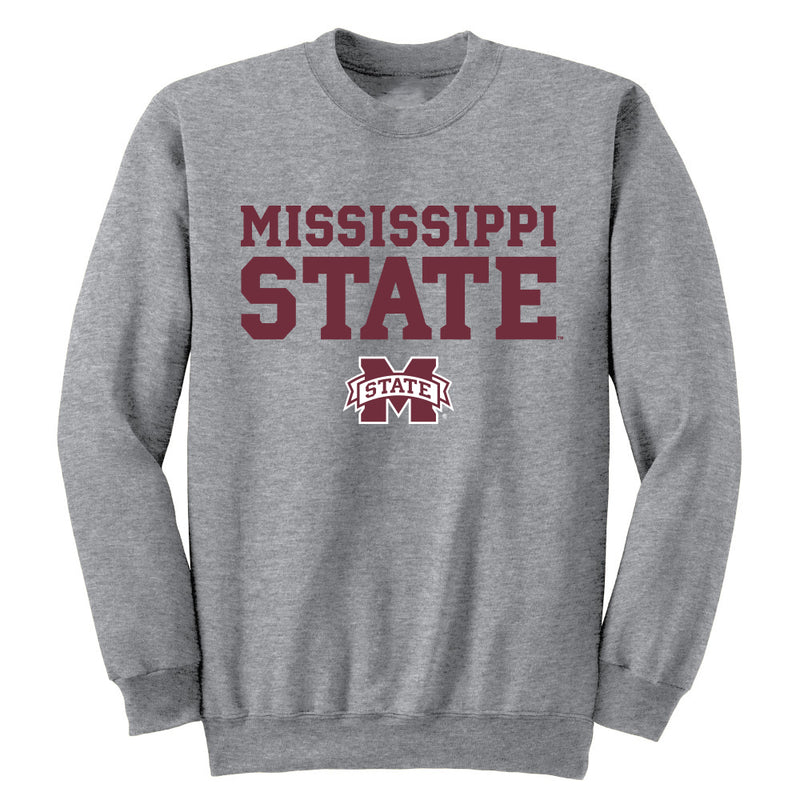 Mississippi State University Bulldogs Adult Crewneck Sweatshirt Arch Text