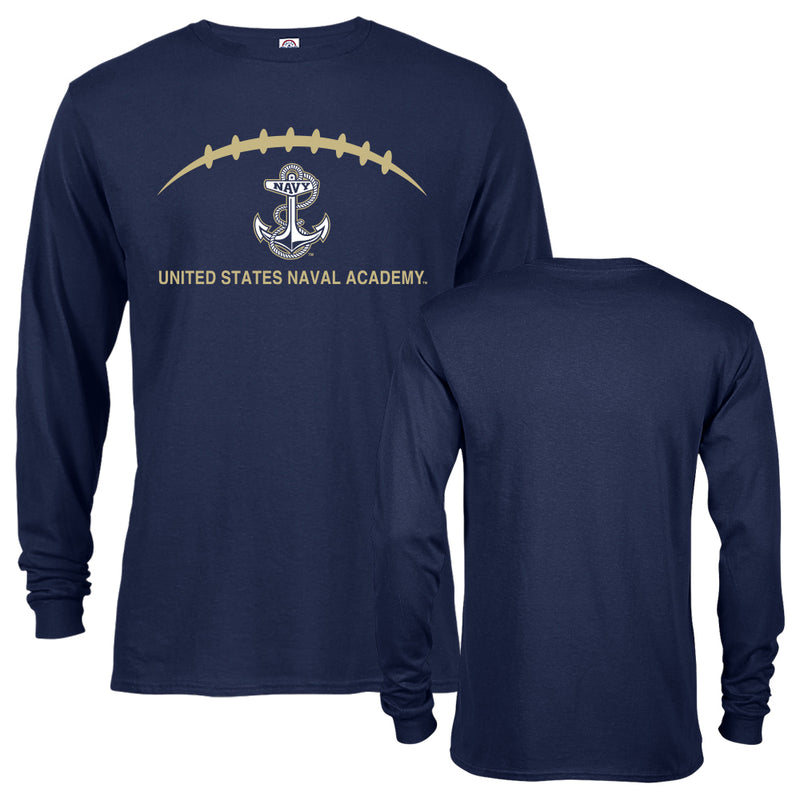 United States Naval Academy Midshipmen Laces Out Football Logo Long Sleeve T-Shirt