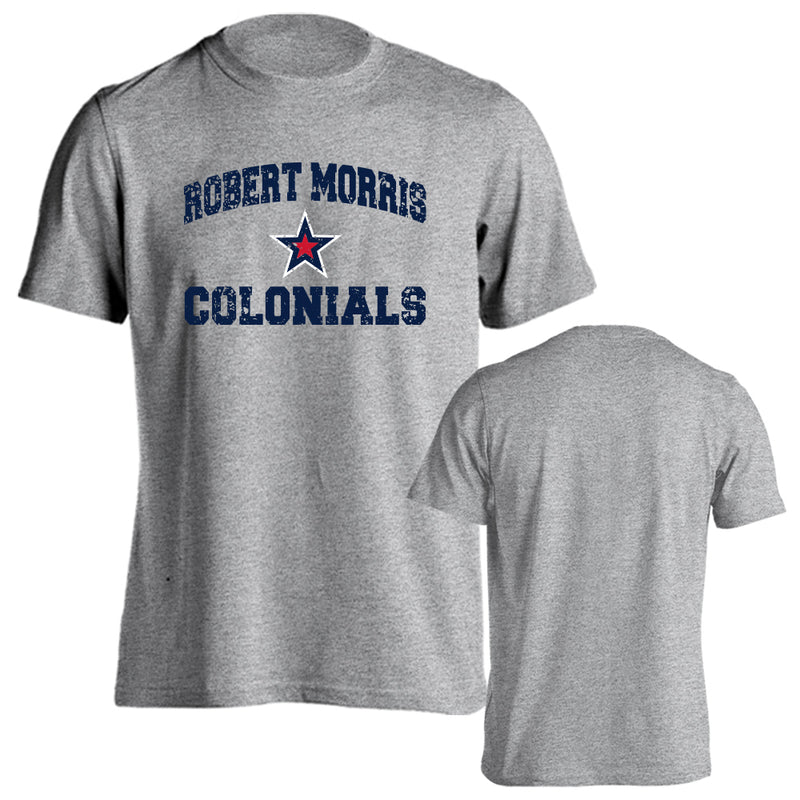Robert Morris University Colonials Retro Distressed Logo Short Sleeve T-Shirt