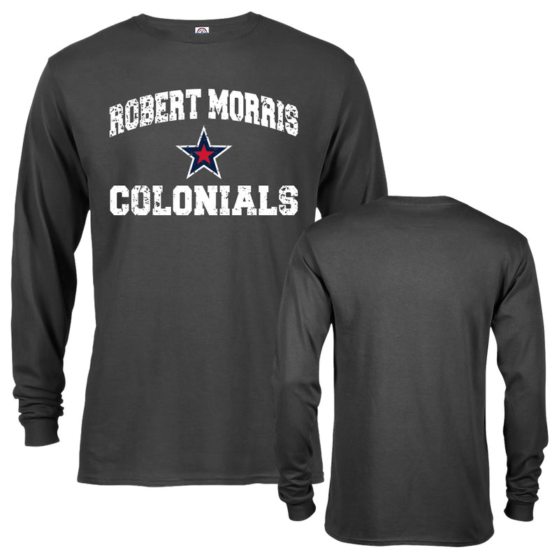 Robert Morris University Colonials Retro Distressed Logo Long Sleeve T-Shirt