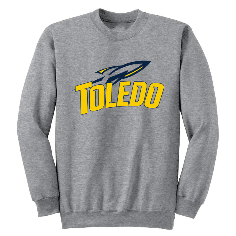 University of Toledo Rockets Adult Crewneck Sweatshirt Arch Text Toledo Rockets