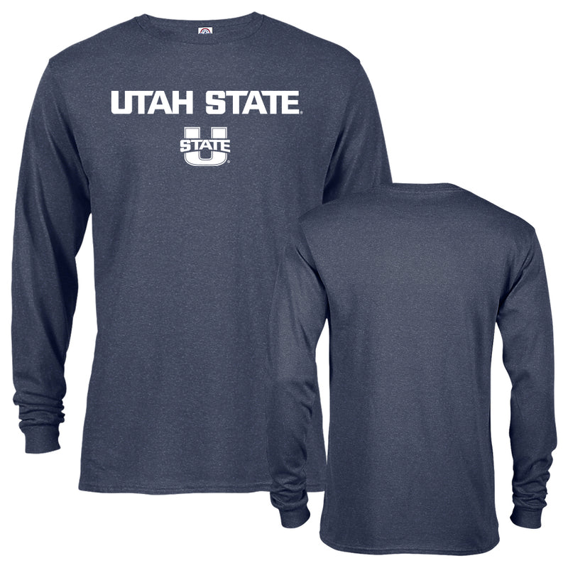 Utah State University Aggies Arched Text With Logo Long Sleeve Tee T-Shirt
