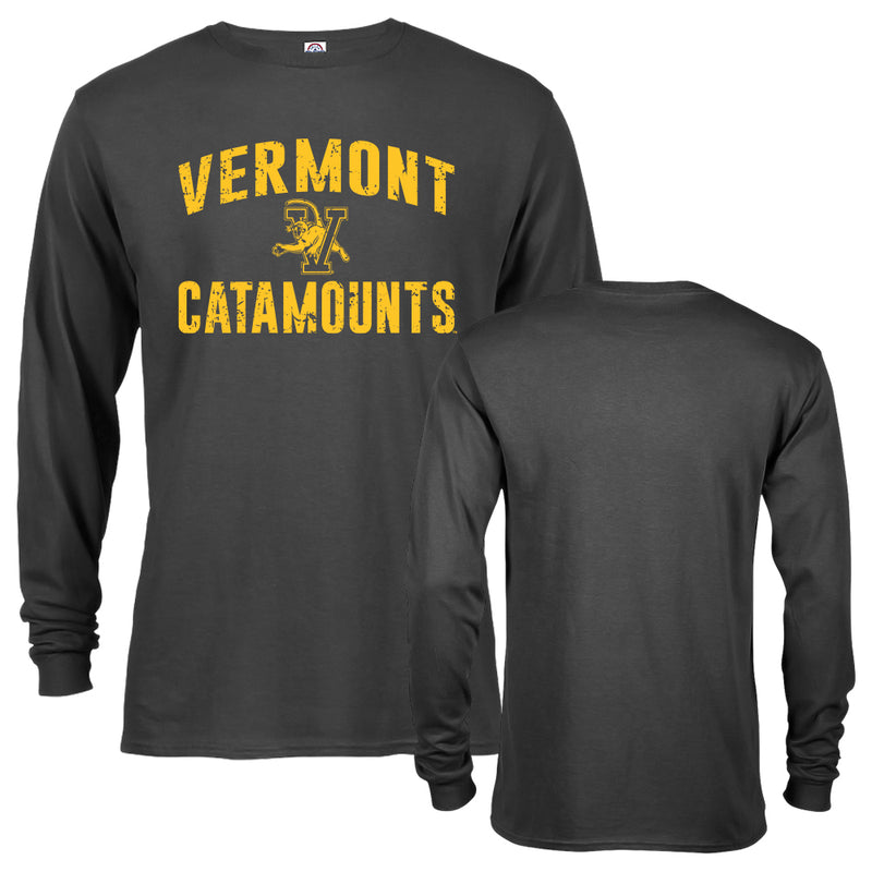University of Vermont Catamounts Distressed Retro Logo Long Sleeve T-shirt