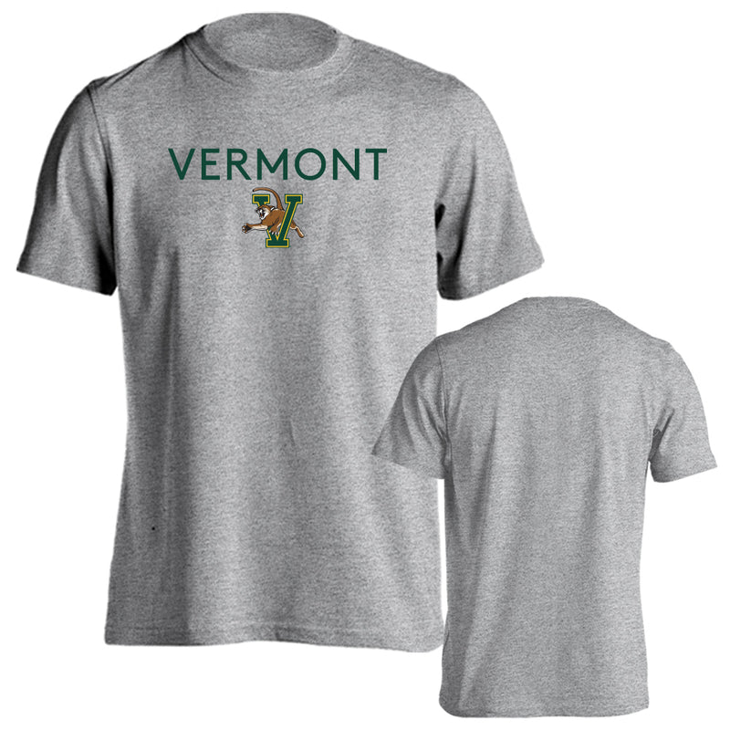 University of Vermont Catamounts Classic Arch Mascot Logo Short Sleeve T-Shirt