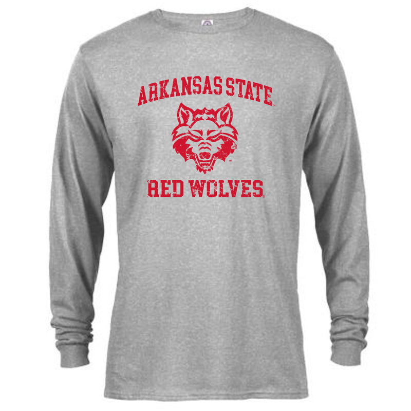 Arkansas State Red Wolves Distressed Retro Logo Long Sleeve T-Shirt