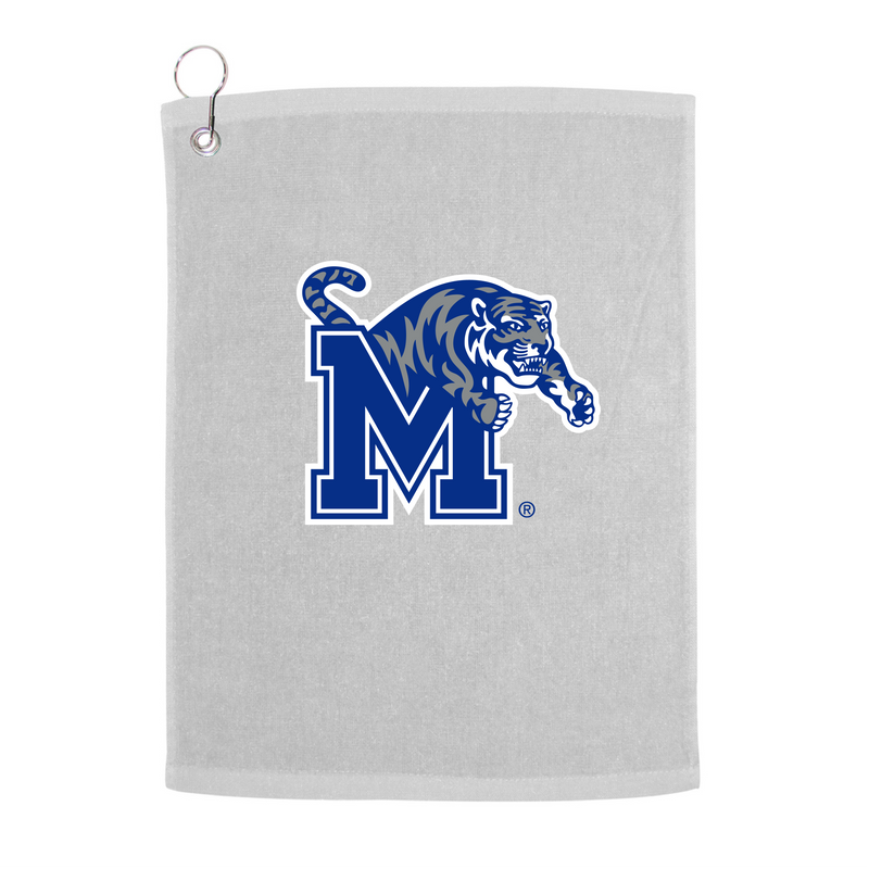 University of Memphis Tigers Golf Towel With Mascot Logo and School Text
