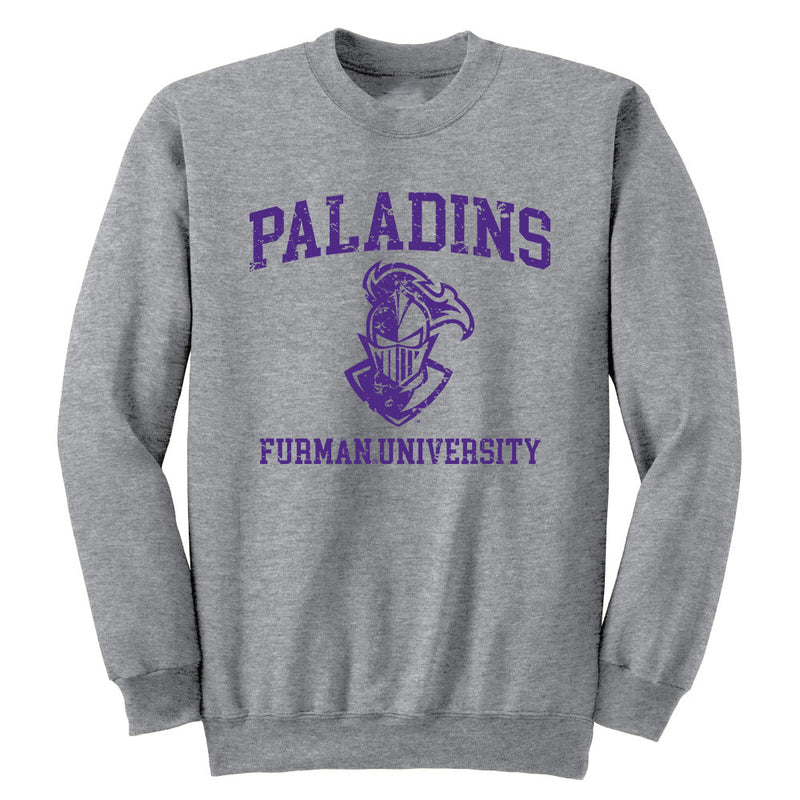 Furman University Paladins FU Crewneck Sweatshirt Distressed Retro Logo Text