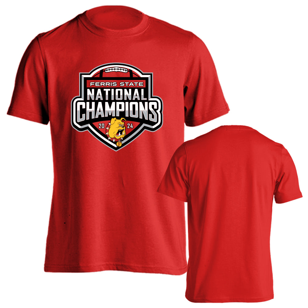 Ferris State Bulldogs 2024 DII Football National Champions Official Short Sleeve T-Shirt