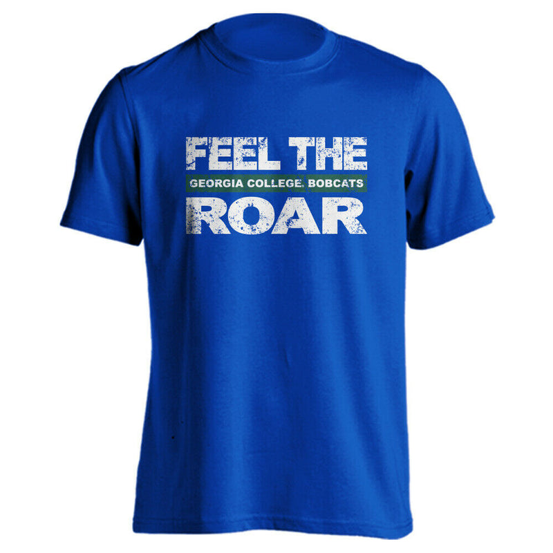 Georgia College GCSU Feel The Roar Slogan Distressed Logo Short Sleeve T-Shirt