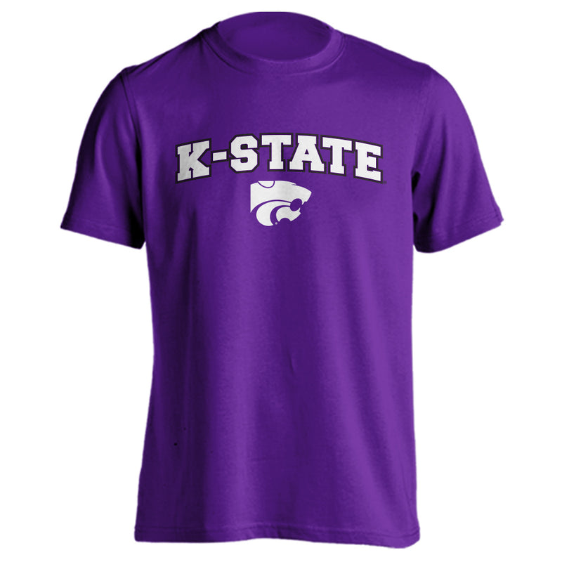 Kansas State Wildcats K-State Arched Text with Mascot Short Sleeve T-shirt Tee