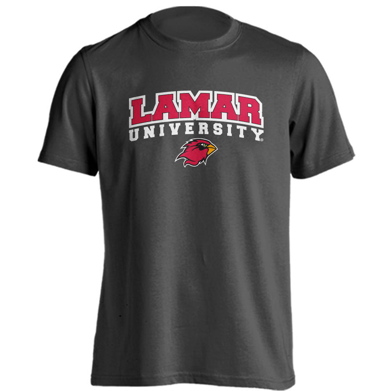 Lamar University Cardinals Arched Text With Logo Short Sleeve T-Shirt Tee