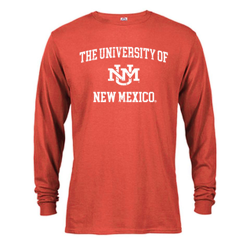 University of New Mexico Lobos Distressed Retro Logo Long Sleeve T-Shirt