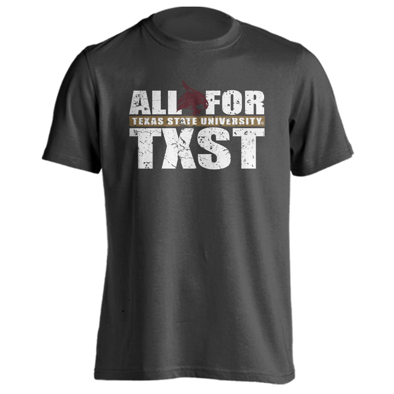 Texas State University Bobcats All for TXST Logo Slogan Tee Short Sleeve T-Shirt
