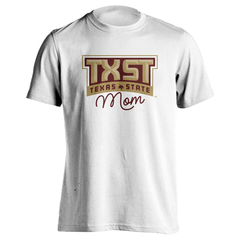 Texas State University Bobcats Mom Logo Mother Parent Tee Short Sleeve T-Shirt