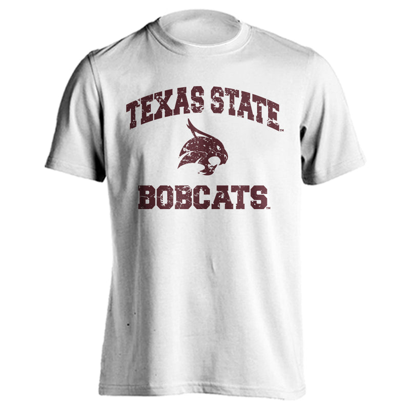 Texas State University Bobcats Distressed Retro Logo Tee Short Sleeve T-Shirt