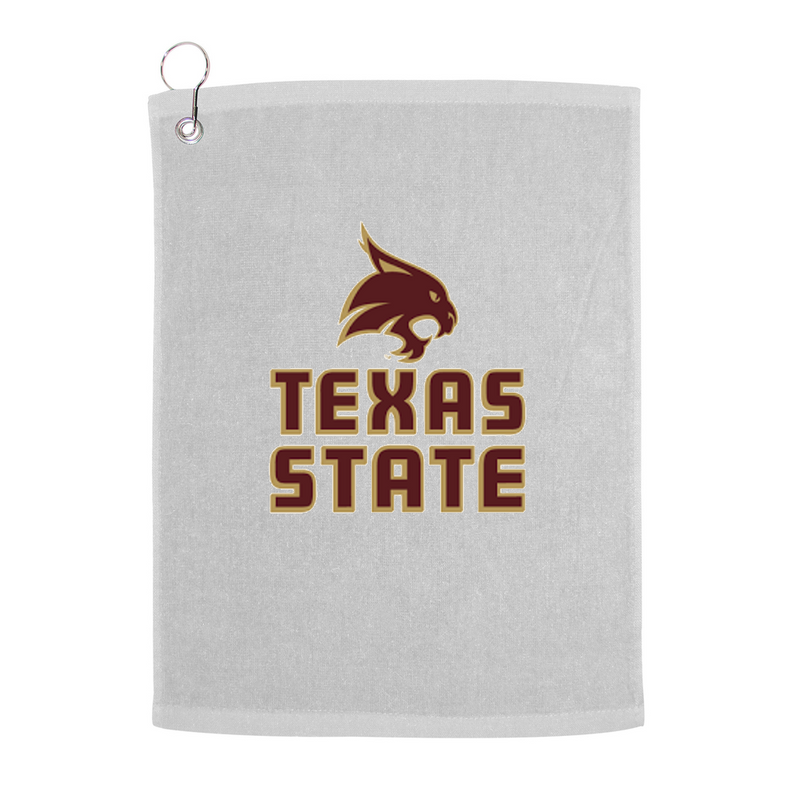 Texas State University Bobcats Golf Towel With Logo and Text