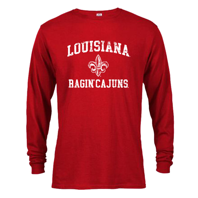 U of Louisiana at Lafayette Ragin' Cajuns Retro Distressed Logo Long Sleeve Tee