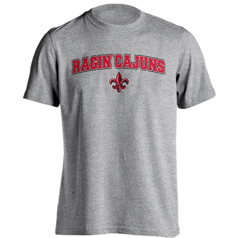 U of Louisiana at Lafayette Ragin' Cajuns Arched Text With Logo Short Sleeve Tee