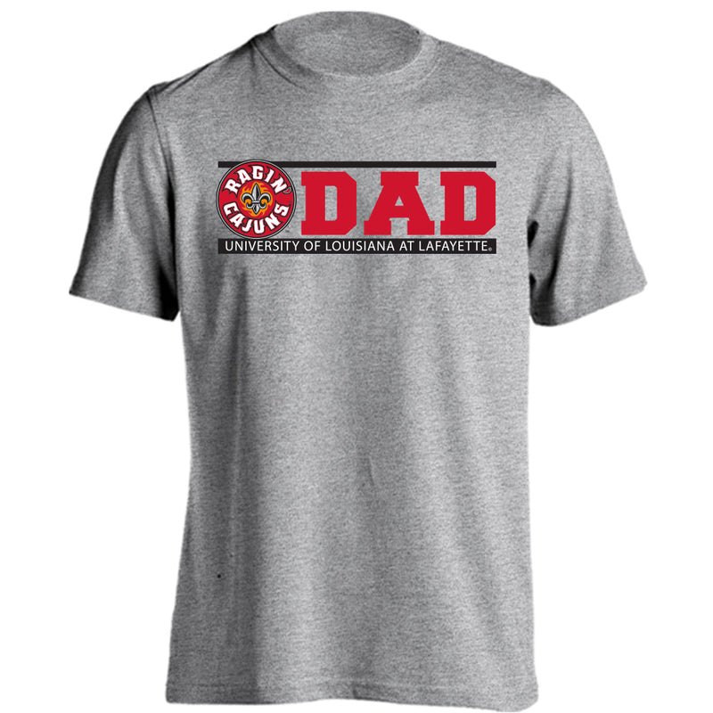 U of Louisiana at Lafayette Ragin' Cajuns Dad Logo Short Sleeve Tee Father Shirt