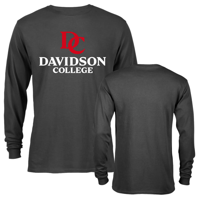 Davidson College Wildcats School Text with Logo Long Sleeve Tee T-Shirt
