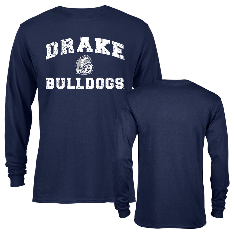 Drake University Bulldogs Distressed Retro Logo Long Sleeve Drake T-Shirt