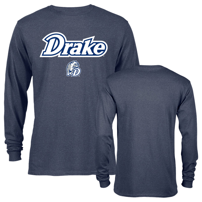 Drake University Bulldogs Arched Text with Mascot Long Sleeve T-shirt Tee