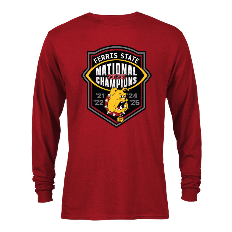 Ferris State Bulldogs 2025 DII Football National Champions Officially Licensed Long Sleeve Tee