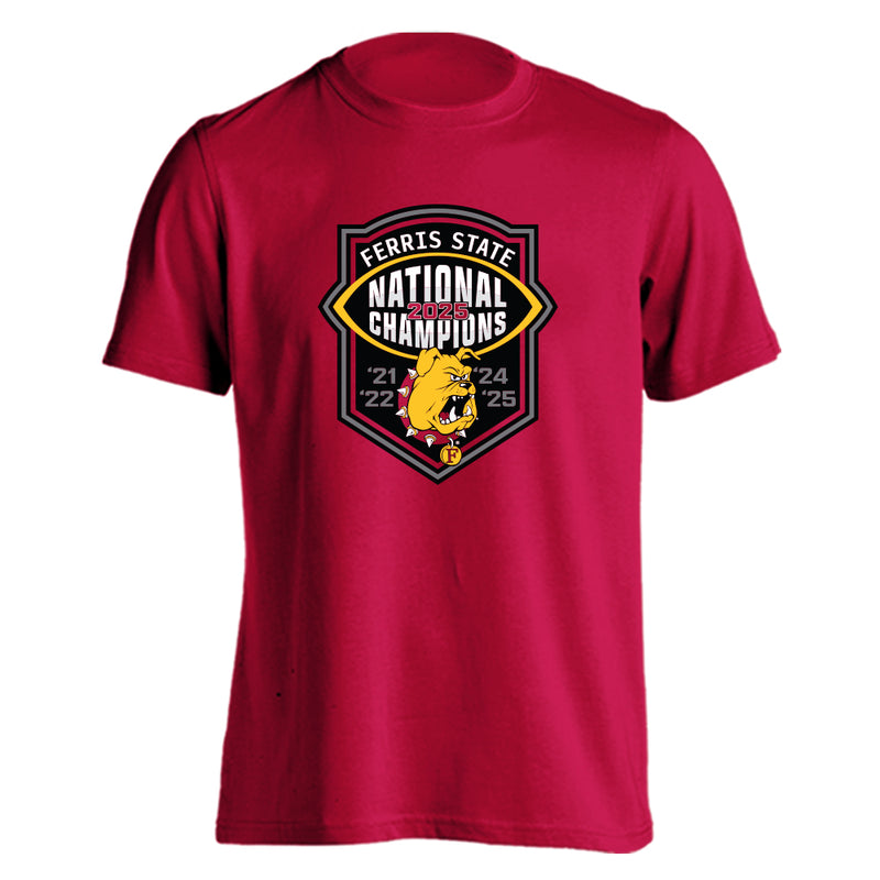 Ferris State Bulldogs 2025 DII Football National Champions Officially Licensed Tee