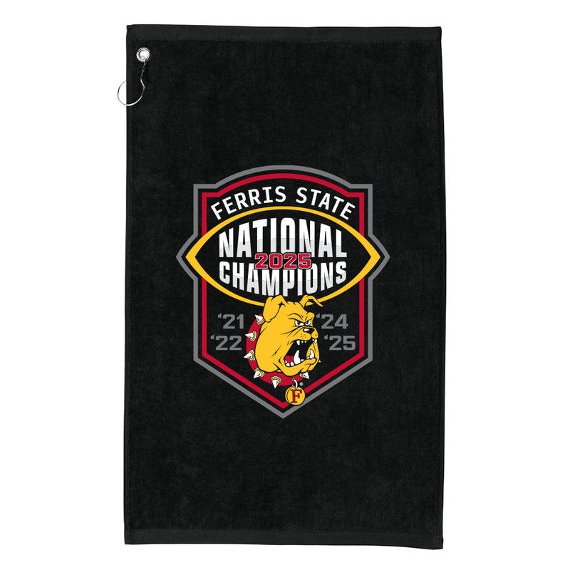 Ferris State Bulldogs 2025 DII Football National Champions Golf Towel