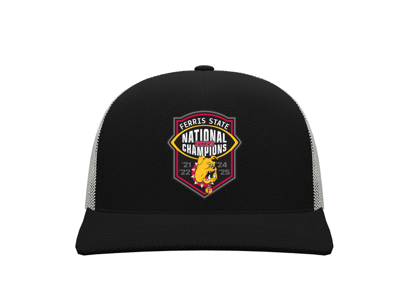 Ferris State Bulldogs 2025 DII Football National Champions 5-Panel Trucker Hat