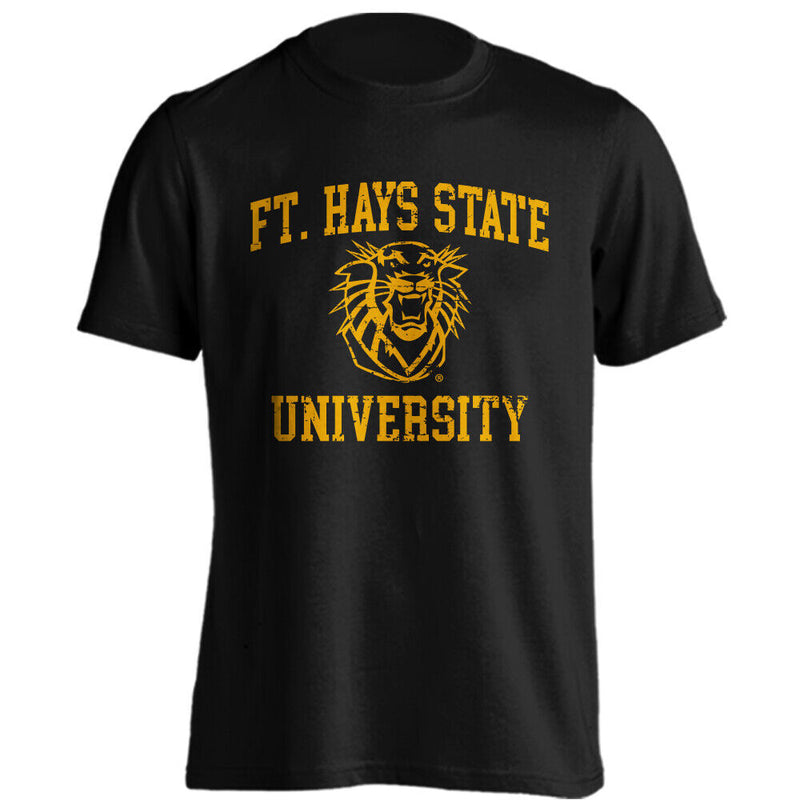 Fort Hays State University Tigers Distressed Retro Logo Short Sleeve T-Shirt