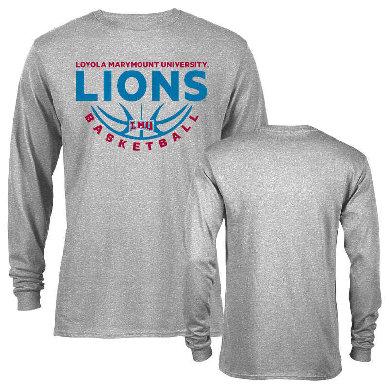 Loyola Marymount University Lions Basketball Laces Logo Long Sleeve T-Shirt