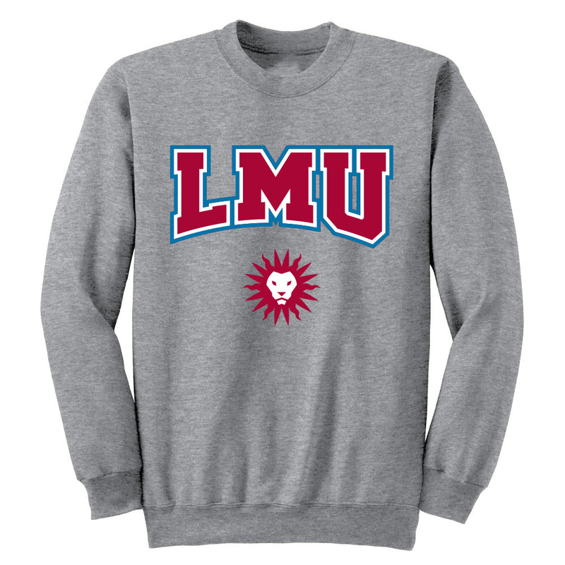 Loyola Marymount University Lions Adult Crewneck Sweatshirt Arch Text and Mascot