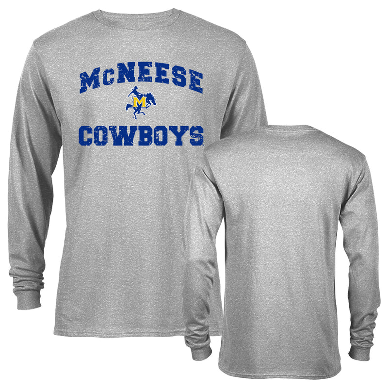 McNeese State University Cowboys Distressed Retro Logo Long Sleeve T-Shirt