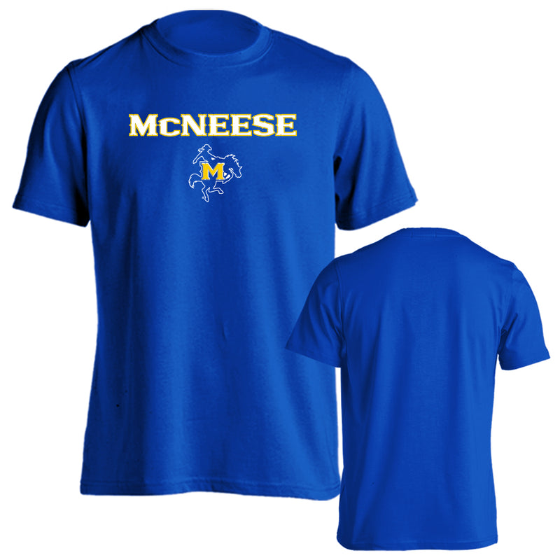 McNeese State University Cowboys School Text and Mascot Short Sleeve T-Shirt