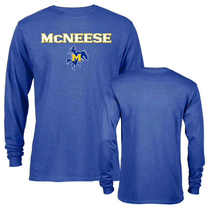 McNeese State University Cowboys School Text and Mascot Long Sleeve T-Shirt