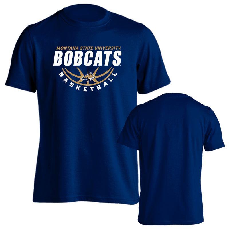 Montana State University Bobcats Basketball Laces Logo Short Sleeve T-Shirt