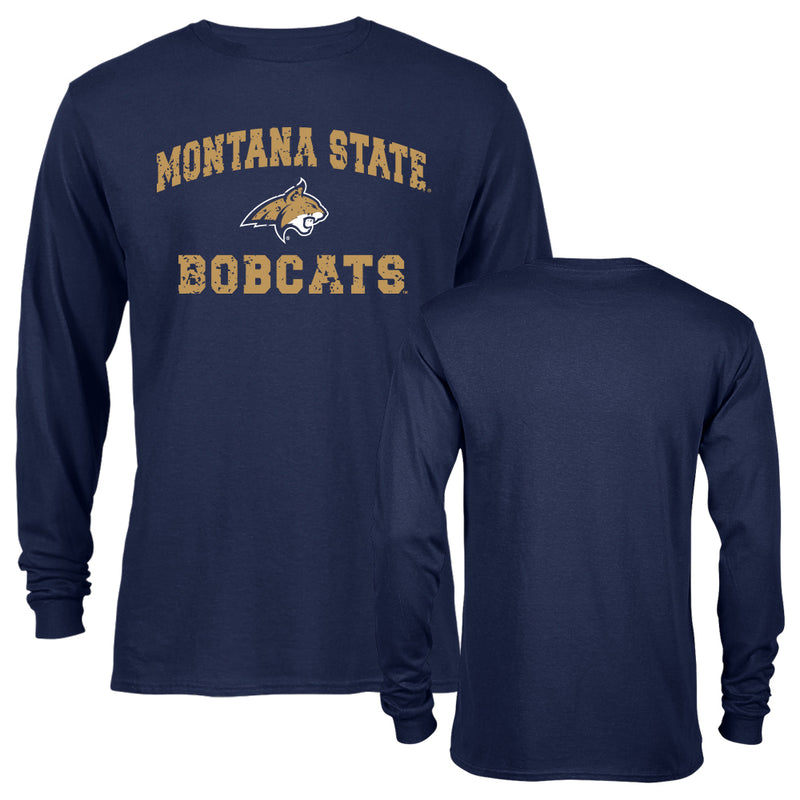 Montana State University Bobcats Distressed Retro Logo Long Sleeve T-Shirt