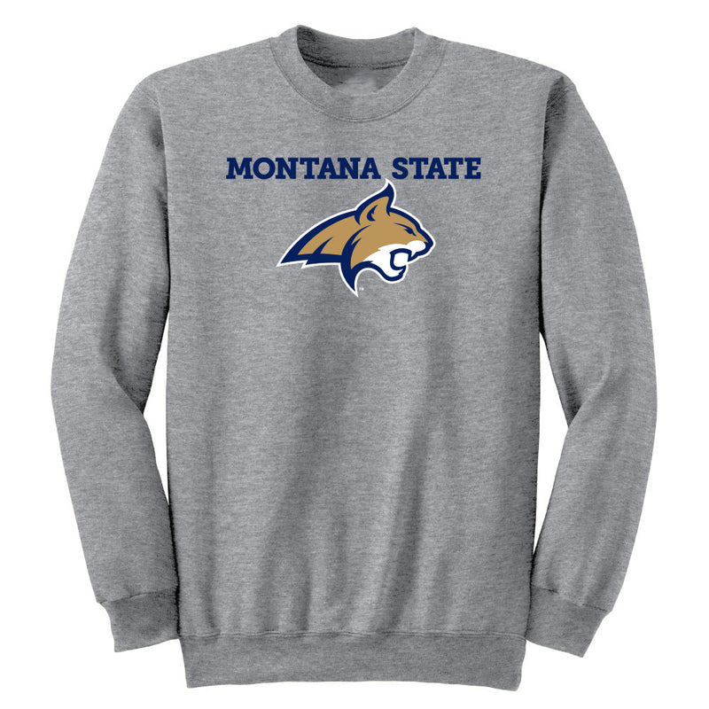 Montana State University Bobcats Adult Crewneck School Text and Mascot Crew Sweatshirt
