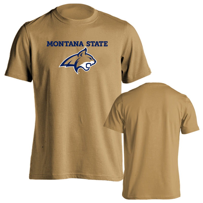 Montana State University Bobcats School Text and Mascot Short Sleeve T-Shirt